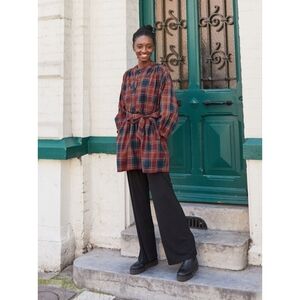 Tea Collection Plaid Tie Waist Tunic Dress Size  Small